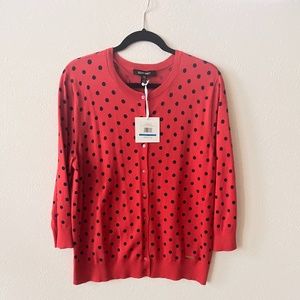Ellen Tracy red with blue polka dots